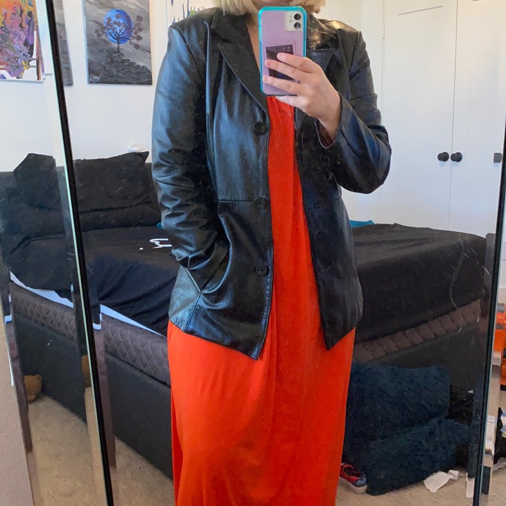 black leather jacket